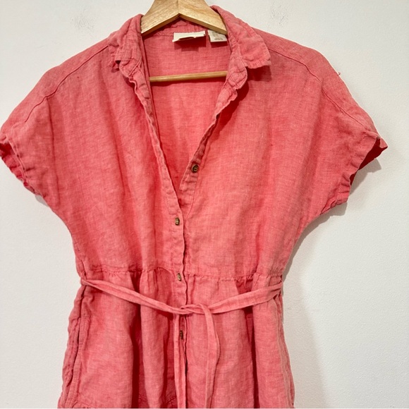 Cynthia Rowley Linen Shirt Dress Size XS Salmon pink - Picture 2 of 6